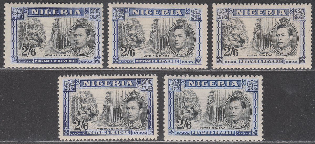 Nigeria 1938-51 KGVI 2sh6d Perf Varieties Mint SG58-58c cat £130