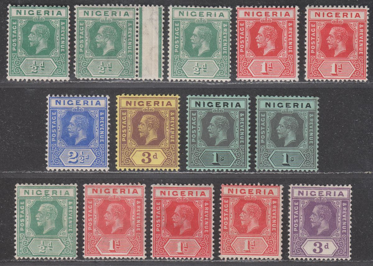 Nigeria 1914-32 King George V Selection to 1sh Mint