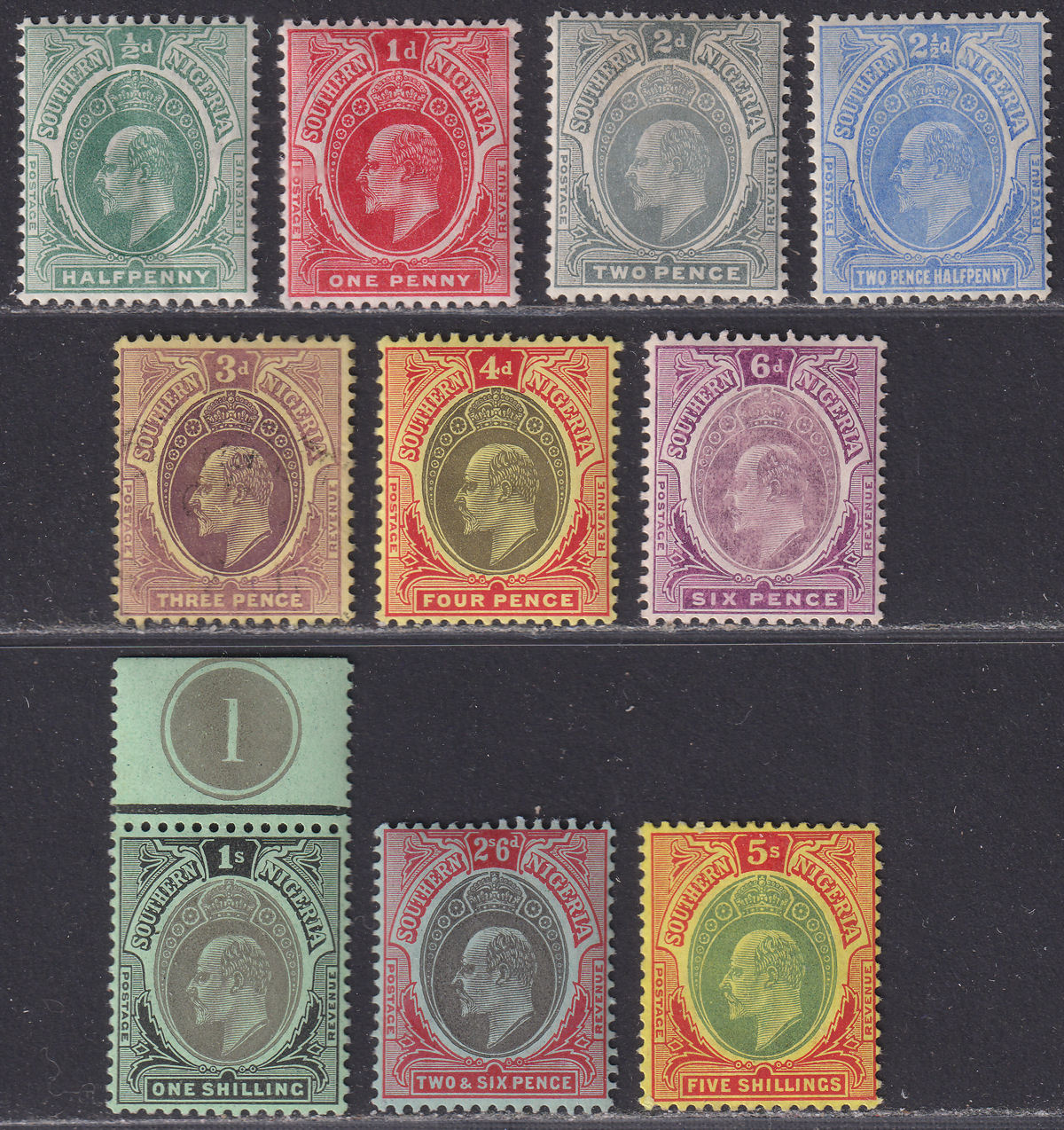 Southern Nigeria 1907 KEVII Set to 5sh Mostly Mint SG33-42
