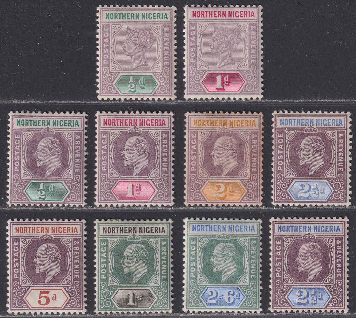 Northern Nigeria 1900-05 QV-KEVII Selection to 2sh6d Mostly Mint