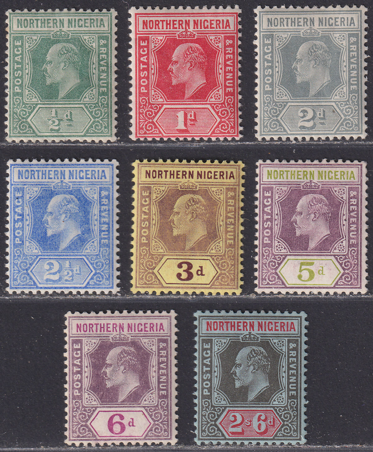 Northern Nigeria 1910-11 KEVII Part Set to 2sh6d Mint