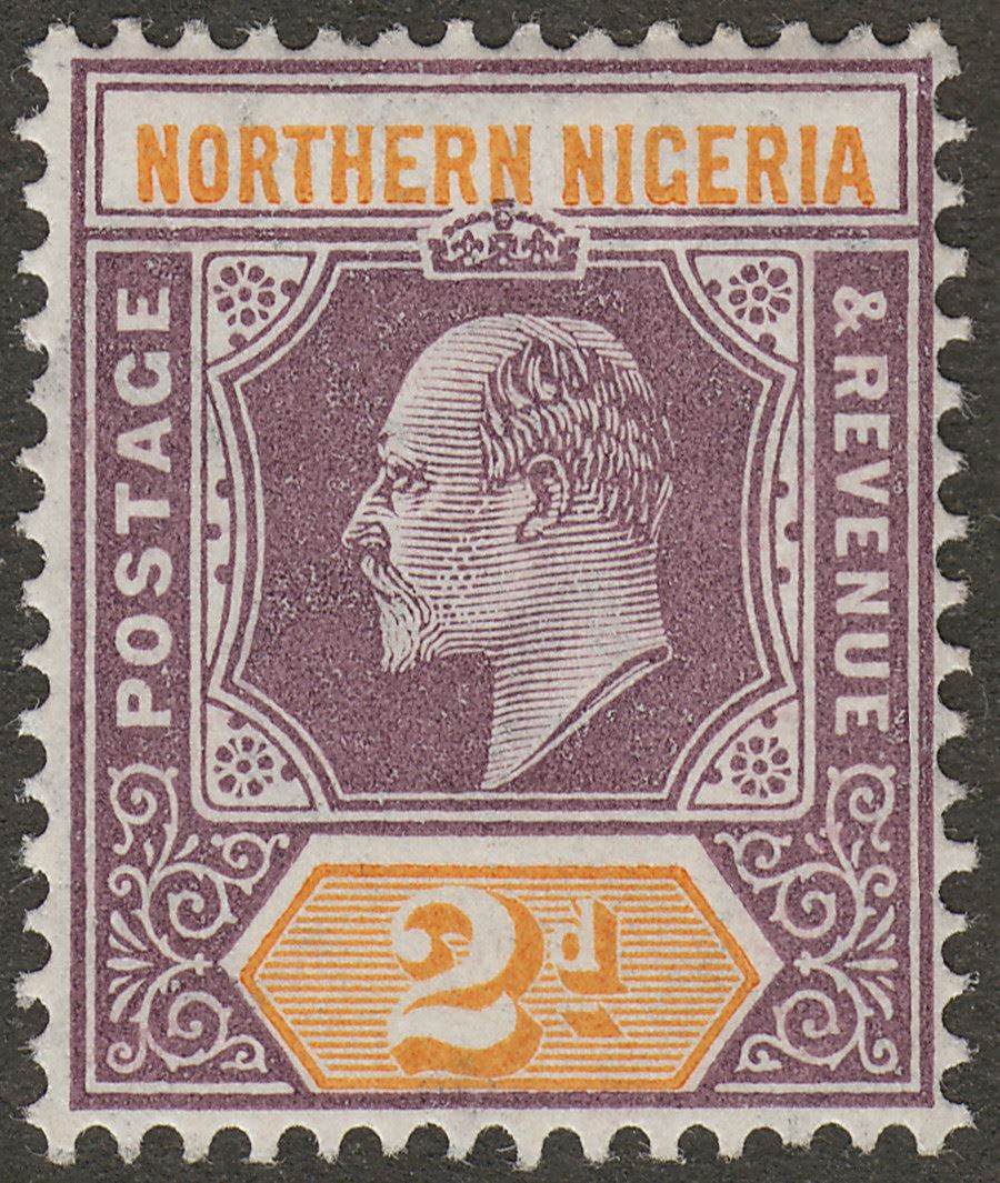 Northern Nigeria 1905 KEVII 2d Dull Purple + Yellow on Ordinary Paper Mint SG22