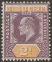 Click for more photos and details Northern Nigeria 1905 KEVII 2d Dull Purple + Yellow on Ordinary Paper Mint SG22