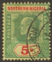 Click for more photos and details Northern Nigeria 1911 KEVII 5sh Green and Red on Yellow Used SG38