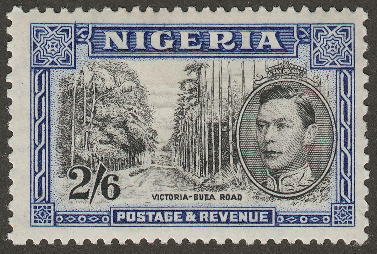 Nigeria 1938 KGVI 2sh6d Black and Blue perf 13x11½ Mint SG58