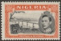 Click for more photos and details Nigeria 1938 KGVI 5sh Black and Orange perf 13x11½ Mint SG59