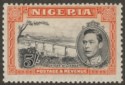 Nigeria 1938 KGVI 5sh Black and Orange perf 13x11½ Mint SG59