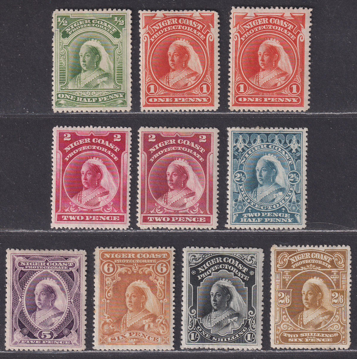 Niger Coast 1897 Queen Victoria Set to 2sh6d Mint SG66b-73