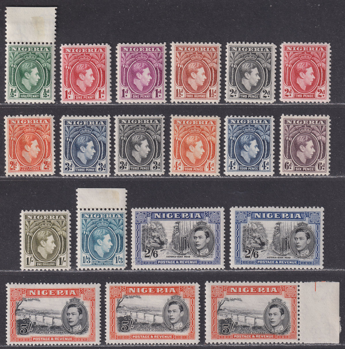 Nigeria 1938-51 King George VI Set with Varieties Mint SG49-59c cat £75+