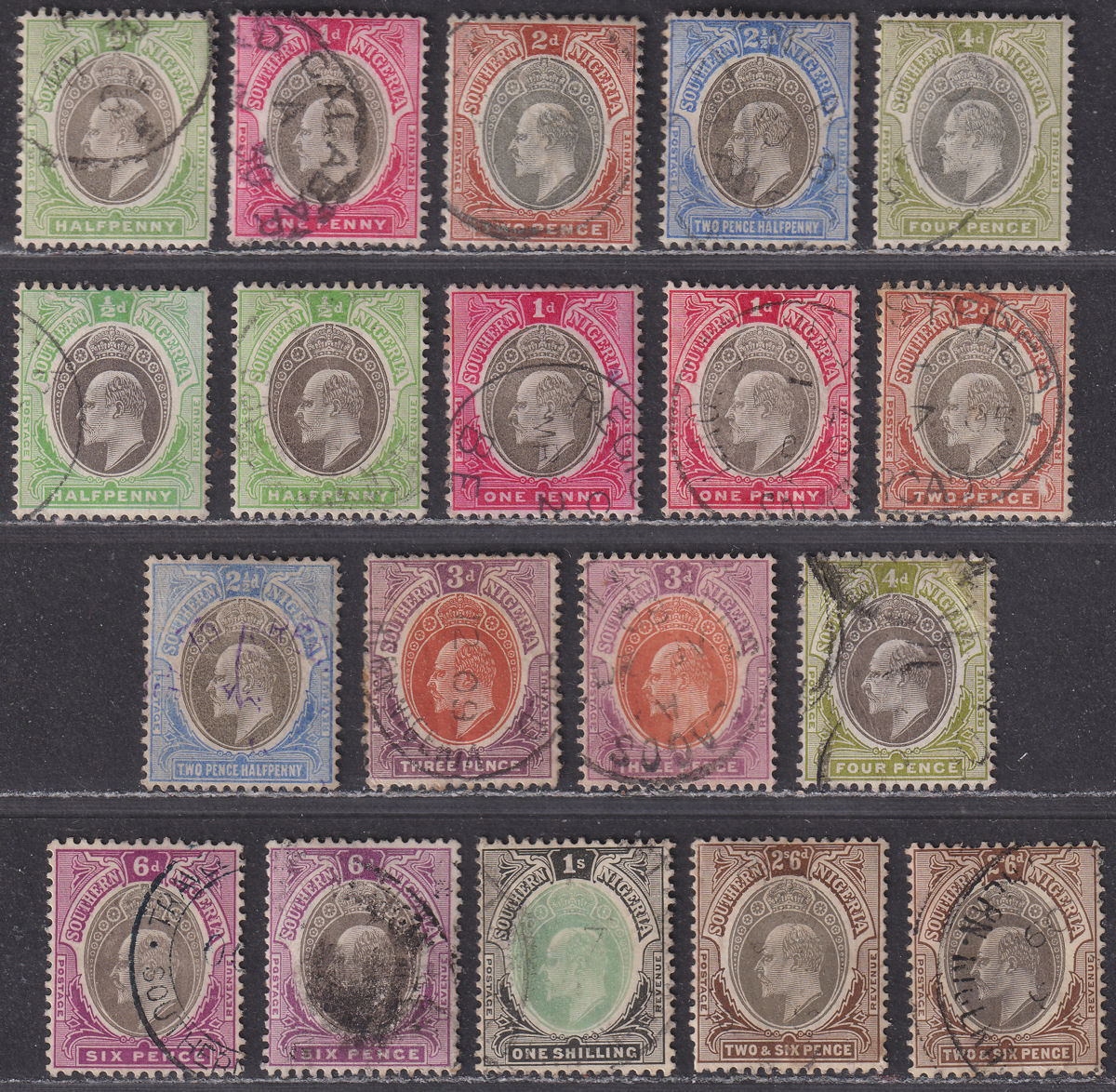 Southern Nigeria 1903-09 King Edward VII Selection to 2sh6d Used