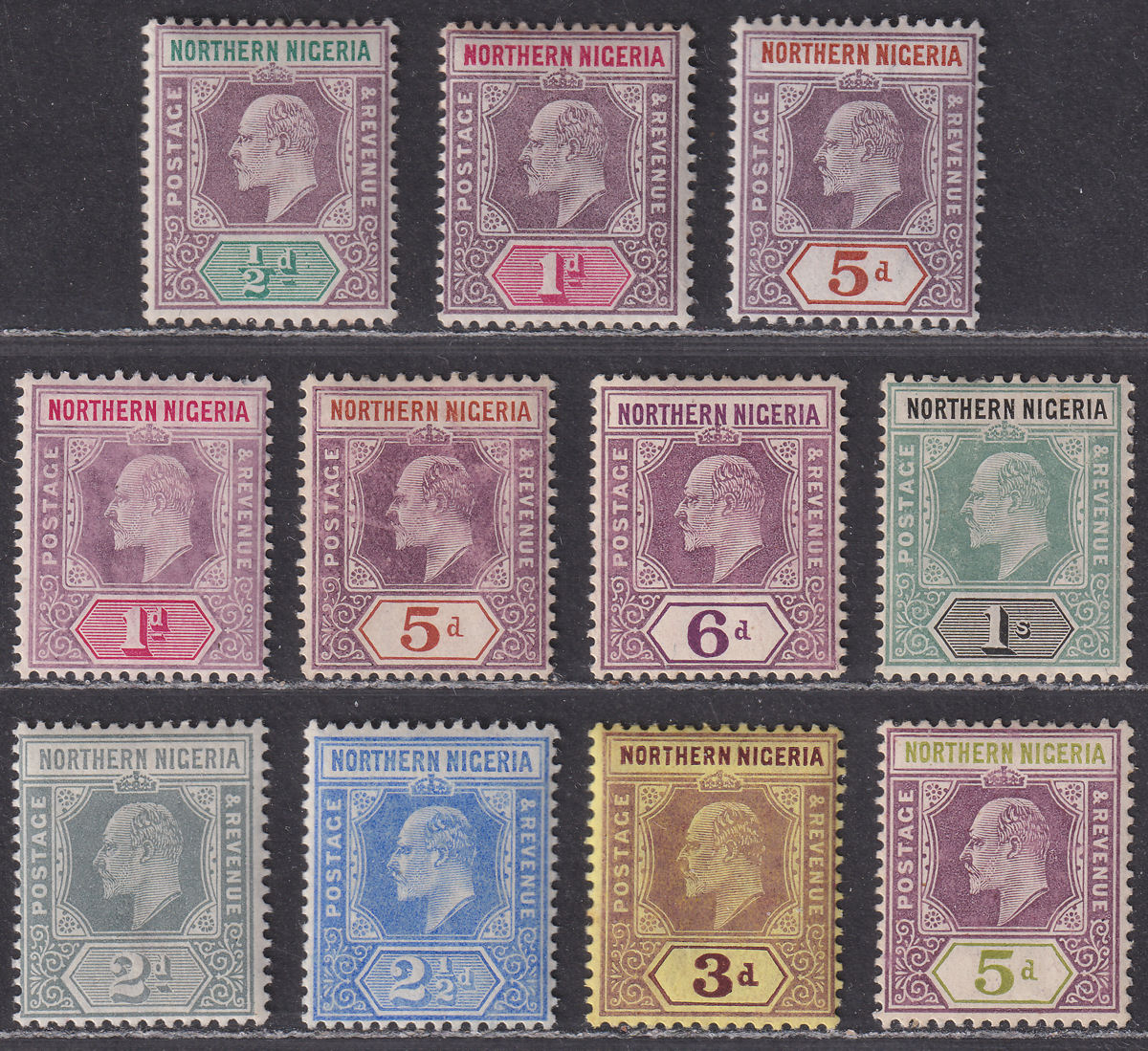Northern Nigeria 1902-11 King Edward VII Selection to 1sh Mint
