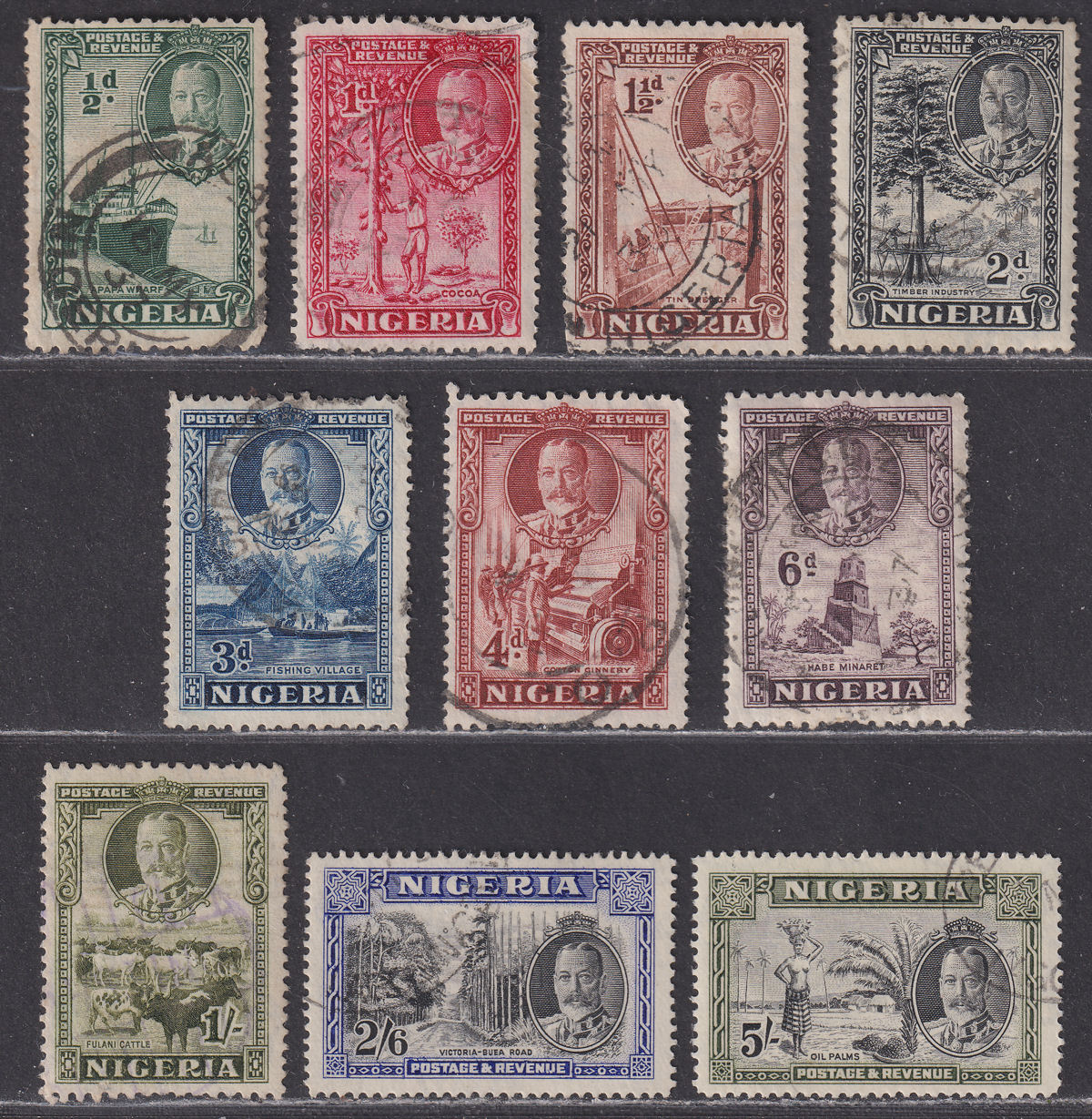 Nigeria 1936 King George V Set to 5sh Used SG34-43 cat £50