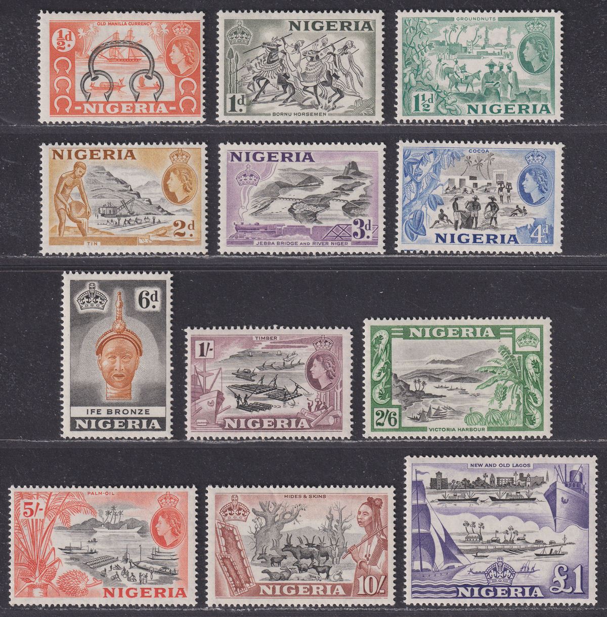 Nigeria 1953 Queen Elizabeth II Part Set to £1 Mint cat £100