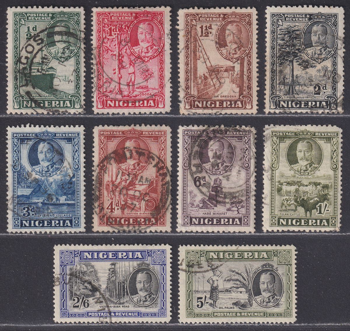 Nigeria 1936 King George V Set to 5sh Used SG34-43 cat £100+