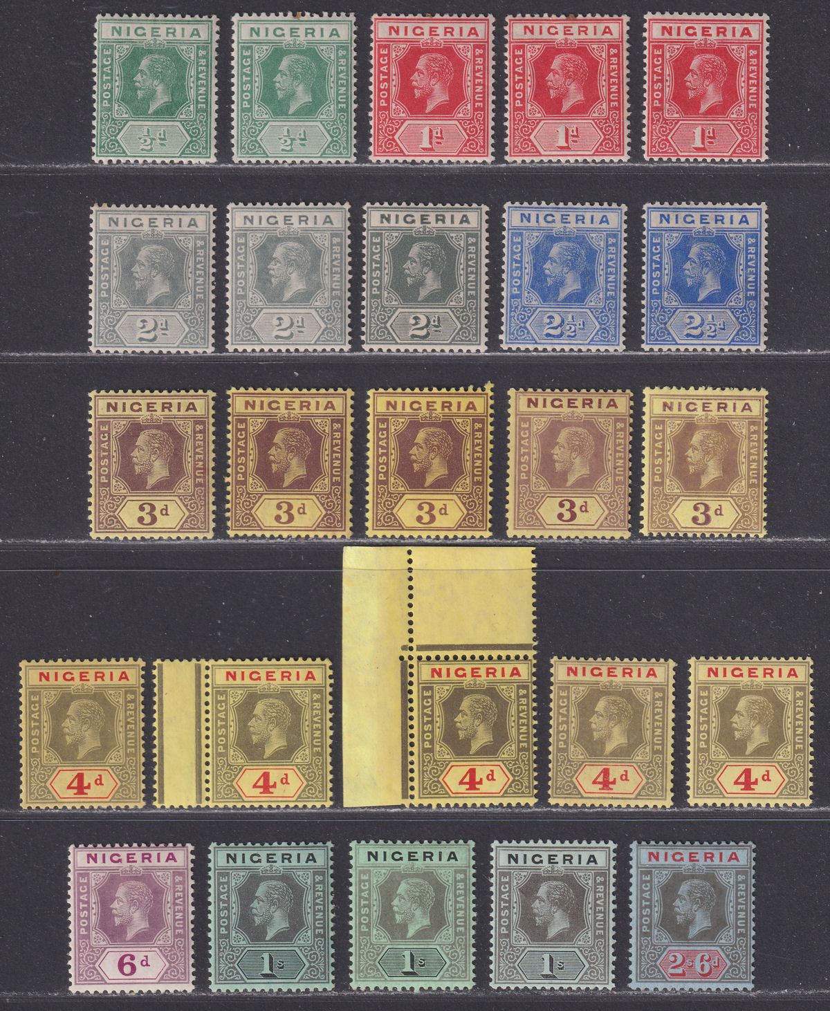 Nigeria 1914 King George V Set to 2sh6d with Shades Mint SG1-9