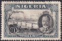 Click for more photos and details Nigeria 1936 KGV River Niger 10sh Black and Grey Used SG44 cat £150 FAULTS