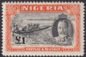 Click for more photos and details Nigeria 1936 KGV Canoe Pulling £1 Black and Orange Mint SG45 cat £160