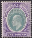 Southern Nigeria 1906 KEVII £1 Green + Violet Chalky Head A Mint SG32a cat £350