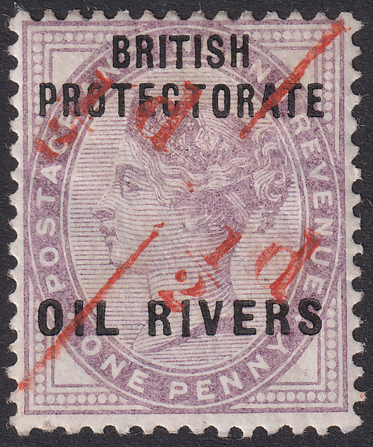 Oil Rivers Protectorate 1893 QV ½d on 1d Unsevered Pair Mint SG7a cat £550