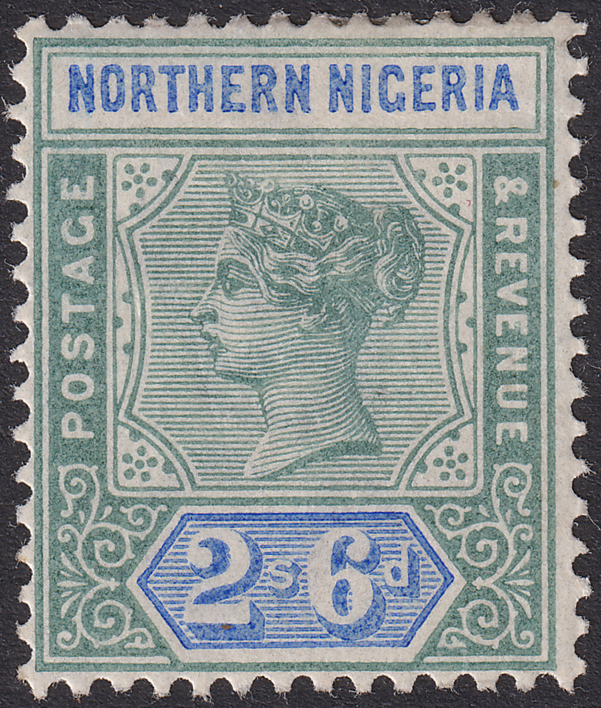 Northern Nigeria 1900 QV 2sh6d Green and Ultramarine Mint SG8 cat £180