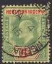 Northern Nigeria 1911 KEVII 5sh Green and Red on Yellow Used SG38 cat £80