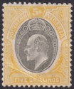 Click for more photos and details Southern Nigeria 1903 KEVII 5sh Grey-Black and Yellow Mint SG18 cat £90 CREASE