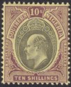 Click for more photos and details Southern Nigeria 1903 KEVII 10sh Grey-Black + Purple on Yellow Mint SG19 cat £55