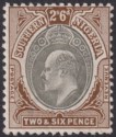 Click for more photos and details Southern Nigeria 1903 KEVII 2sh6d Black and Brown Mint SG17 cat £55