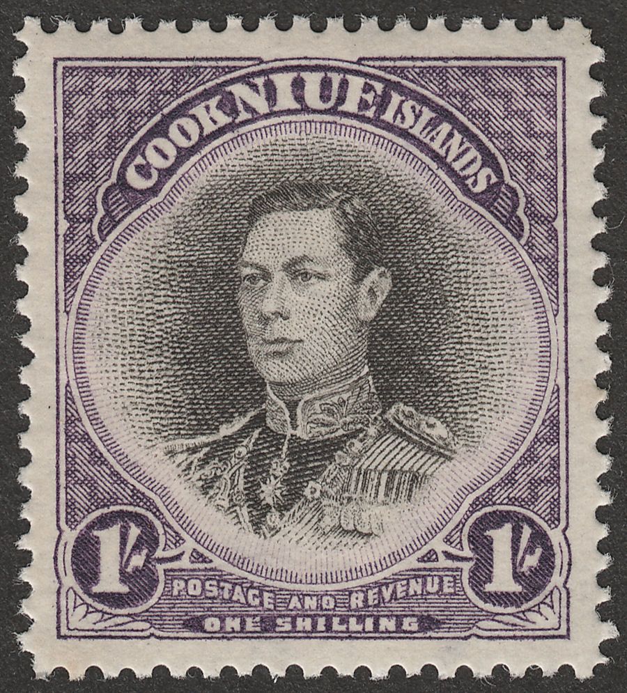 Niue 1938 KGVI 1sh Black and Violet wmk Single Mint SG75