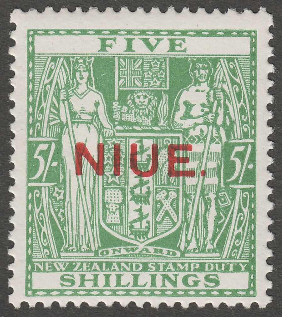 Niue 1931 KGV Postal Fiscal 5sh Green wmk Single Mint SG52