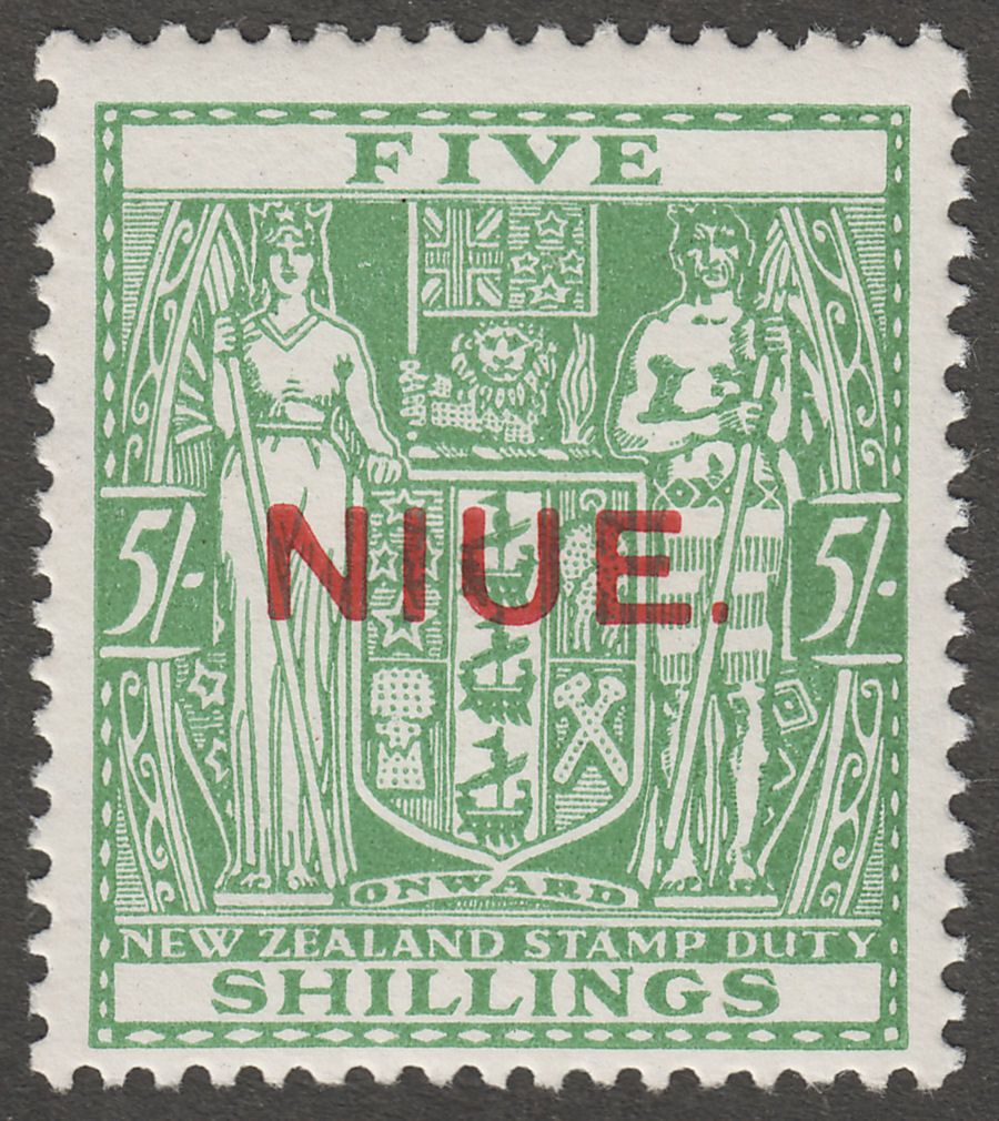 Niue 1931 KGV Postal Fiscal 5sh Green wmk Single Mint SG52