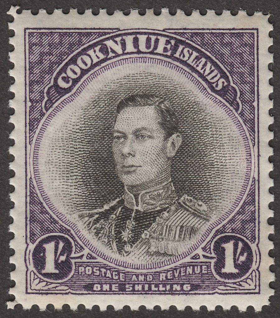 Niue 1938 KGVI 1sh Black and Violet wmk Single Mint SG75