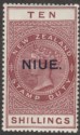 Niue 1923 KGV Postal Fiscal 10sh Maroon De La Rue Paper Mint SG36