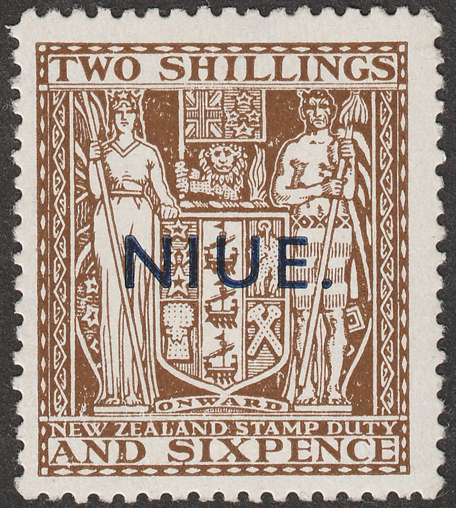 Niue 1945 KGVI Postal Fiscal 2sh6d Deep Brown wmk Multi Mint SG83