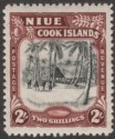 Niue 1945 KGVI Village 2sh Black and Red-Brown wmk Multi Mint SG96