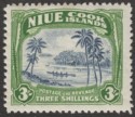 Niue 1945 KGVI Canoe 3sh Blue and Yellowish Green wmk Multi Mint SG97