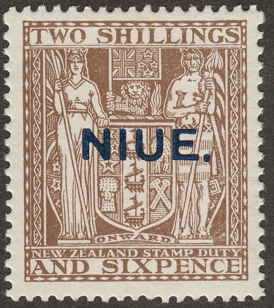 Niue 1931 KGV Postal Fiscal 2sh6d Deep Brown wmk Single Mint SG51