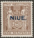 Click for more photos and details Niue 1931 KGV Postal Fiscal 2sh6d Deep Brown wmk Single Mint SG51