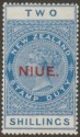 Click for more photos and details Niue 1918 KGV Postal Fiscal 2sh Deep Blue Mint SG33