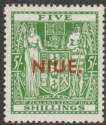 Click for more photos and details Niue 1944 KGVI Postal Fiscal 5sh Green wmk Multi Mint SG84