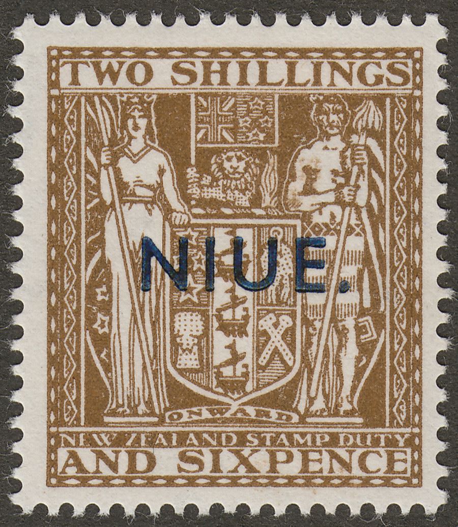 Niue 1957 QEII Postal Fiscal 2sh6d Deep Brown wmk Multi p14x13½ Mint SG87