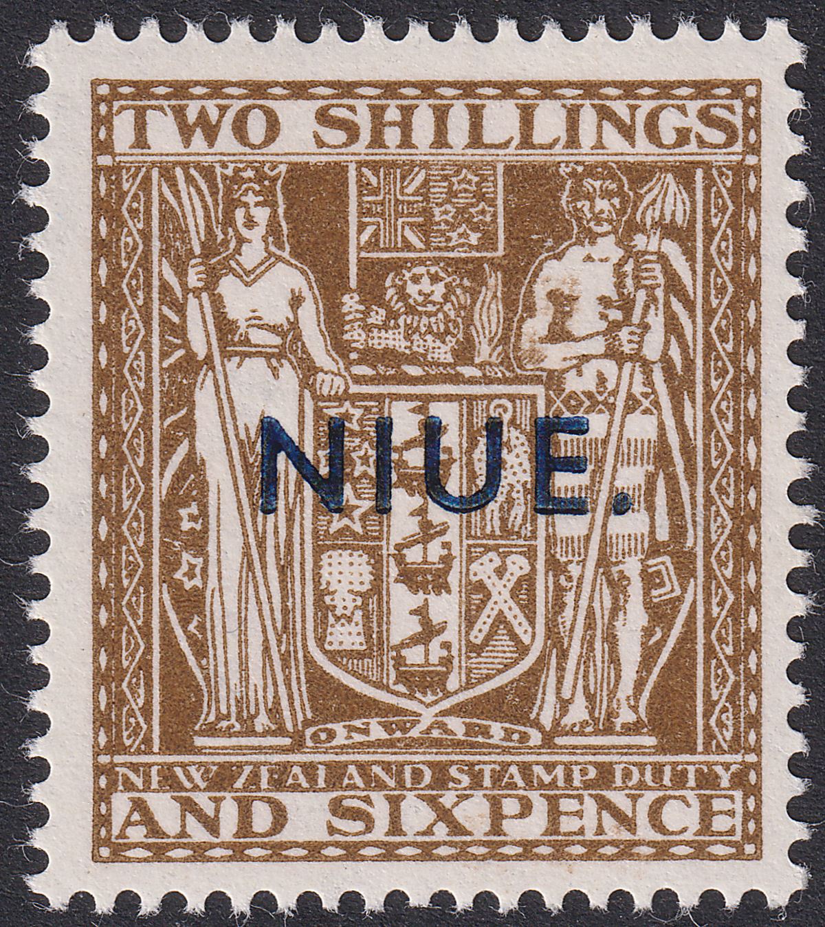Niue 1957 QEII Postal Fiscal 2sh6d Deep Brown wmk Multi p14x13½ Mint SG87