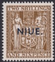 Click for more photos and details Niue 1957 QEII Postal Fiscal 2sh6d Deep Brown wmk Multi p14x13½ Mint SG87