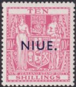 Click for more photos and details Niue 1942 KGVI Postal Fiscal 10sh Pale Carmine-Lake wmk Single Mint SG81 cat£140