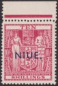Click for more photos and details Niue 1945 KGVI Postal Fiscal 10sh Carmine-Lake wmk Multi Mint SG85 cat £60