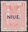 Click for more photos and details Niue 1942 KGVI Postal Fiscal £1 Pink wmk Multi Mint SG86 cat £75