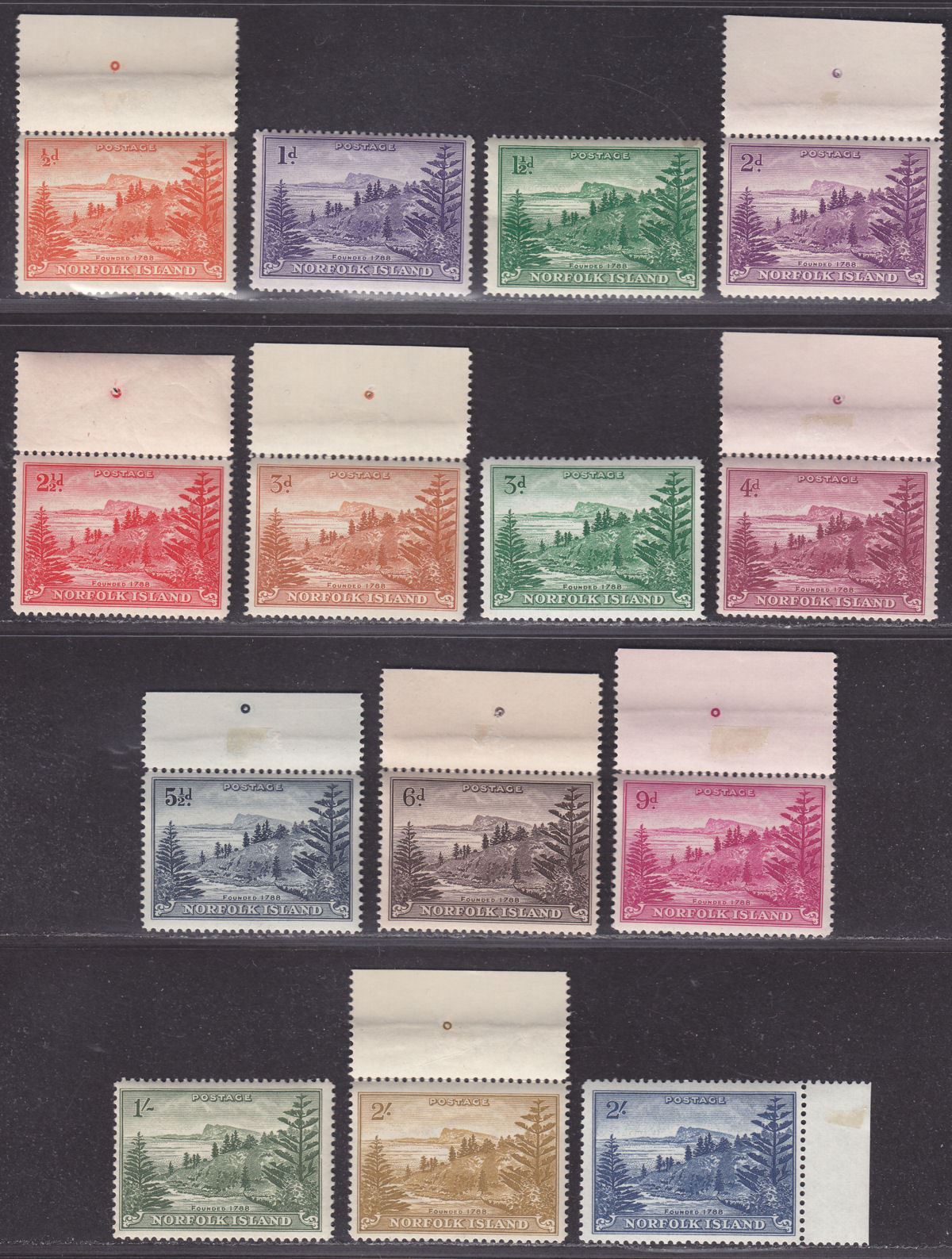 Norfolk Island 1947-59 KGVI Ball Bay Set Mint SG1-12a cat £35 Australia