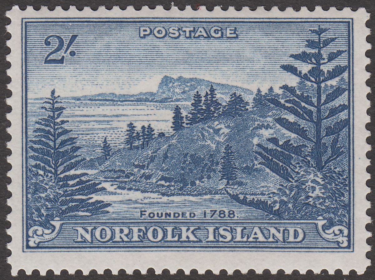 Norfolk Island 1959 KGVI Ball Bay 2sh Deep Blue UM Mint SG12a Australia