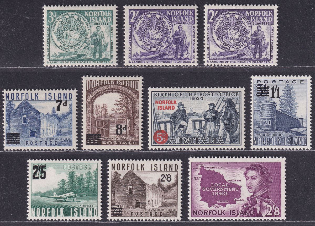 Norfolk Island 1956-60 Queen Elizabeth II Selection to 2sh8d Mint Australia