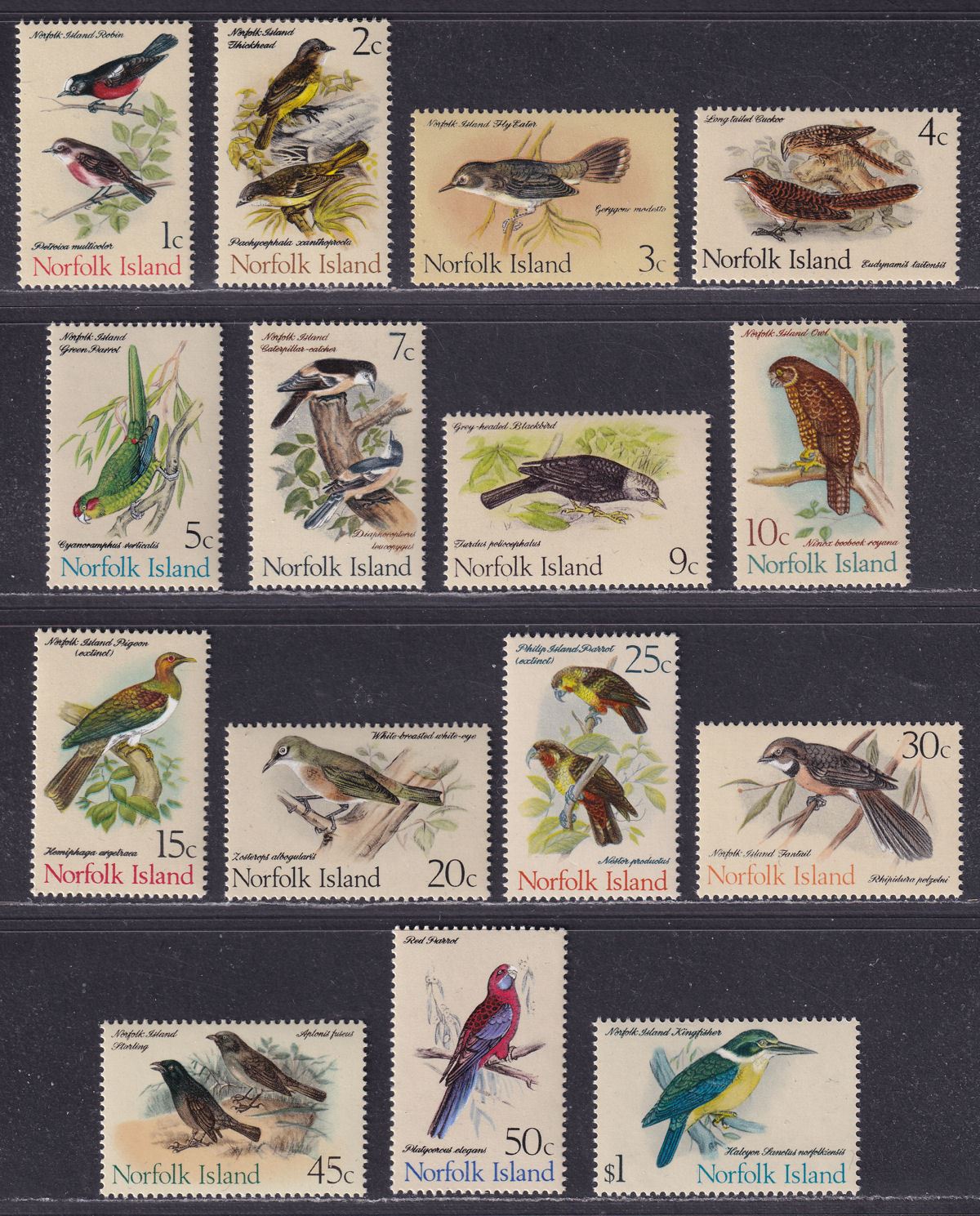 Norfolk Island 1970-71 Birds Set Mint SG103-117 cat £23 Australia